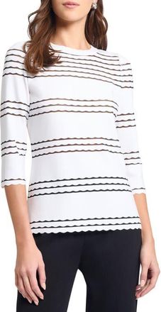Misook Scalloped Trim Tunic in White/black at Nordstrom, Size Xx-Large