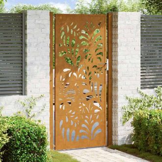 vidaXL Puerta De Jard&iacute;n De Acero Desgastado Dise&ntilde;o Ondulado 105x205 Cm Vidaxl