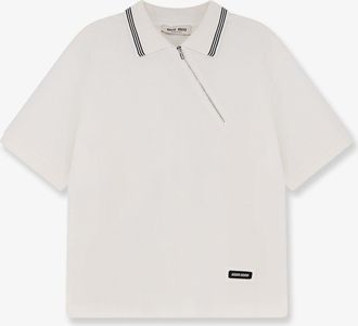 Miu Miu Polo in cotone con zip asimmetrica - MIU MIU - gender_Woman