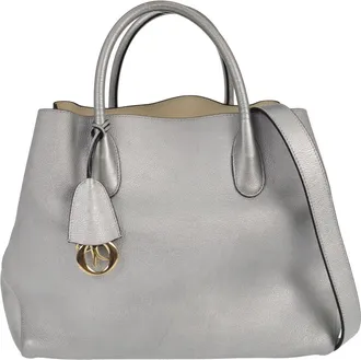 Dior Open Bar Leather Silver Leather Handbag (Pre-Owned)