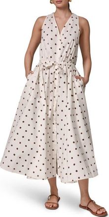 DKNY Stretch Poplin Maxi Dress in Cream Dot at Nordstrom, Size X-Small