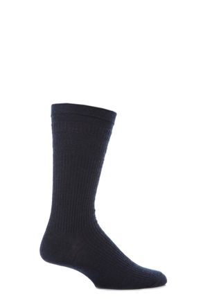 Hj Hall Mens 1 Pair HJ Hall Extra Wide Wool Softop Socks In 4 Colours - 6-11 Mens - Navy