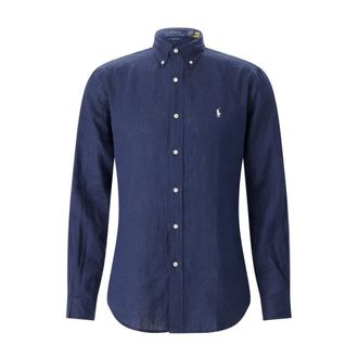 Polo Ralph Lauren Linnen Overhemd - Heren - Casual Overhemden - Blauw - M - Linnen - Overhemden