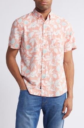Faherty Breeze Short Sleeve Button-Down Shirt in Ginger Floral at Nordstrom Rack, Size Small