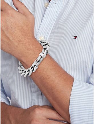 Tommy Hilfiger Mens Chunky Chain Link Bracelet - Grey