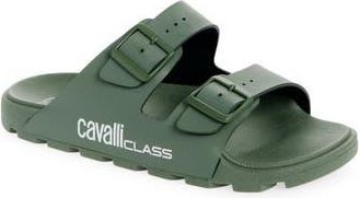Roberto Cavalli Double Strap Slide Sandal in Green at Nordstrom Rack, Size 11