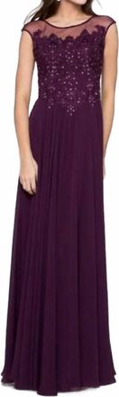 Colors Dress Beaded Embroidered Gown In Eggplant