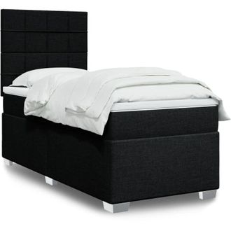 vidaXL Vidaxl - Cama Box Spring Con Colch&oacute;n Tela Negro 90x200 Cm