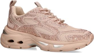 Steve Madden Womens Zonar Pink Sneakers - Gold Fabric - Size UK 5
