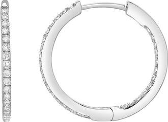 LuvMyJewelry Everbloom Sleek Inside Out Diamond Set Hoop Earrings in 14K Gold