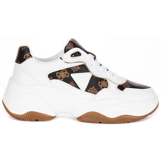 Guess Peony Faux Leather Trainers White Brown - female - Guess - Sneakers - Multicolor - 6 UK - Shoes