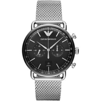 Emporio Armani Accessoires, Heren, Grijs, ONE Size, Roestvrijstalen horloge
