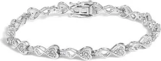 House of Brilliance 925 Sterling Silver 1/4 Cttw Diamond Infinity Heart Link Bracelet at Nordstrom