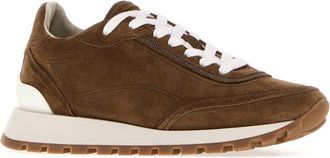 Brunello Cucinelli Womens Brown Suede Sneakers Caramello