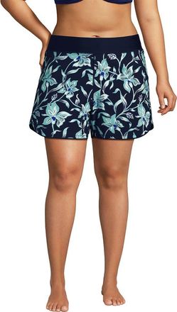 Lands End 5 Quick Dry Elastic Waist Board Shorts Swim Cover-up Shorts with Panty in Tropic Floral/navy at Nordstrom, Size 26W