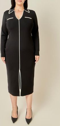 endless rose Piped Midi Dress in Black at Nordstrom, Size 3X