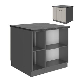 Vicco Isla De Cocina Fame-line, Grisbeige, 90 Cm Con Caj&oacute;n, Sin Encimera, Vicco