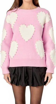 English Factory Long-Sleeve Heart Sweater In Cream Multi