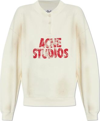 Acne Studios Sweatshirts, female, Beige, Size: L Vintage-effect Sweatshirt