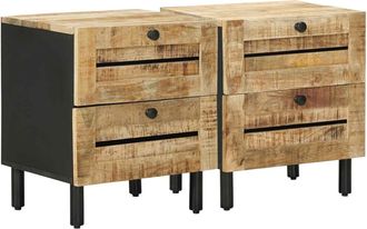 vidaXL Mesita De Noche 2 Uds. Natural 40 X 33 X 46 Cm Vidaxl