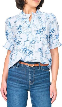 Gibsonlook Dianthus Floral Puff Sleeve Top in Soft Sky Floral at Nordstrom, Size Xx-Large