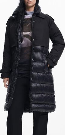 Desigual Estocolmo Layered Puffer Coat in Black at Nordstrom, Size Medium