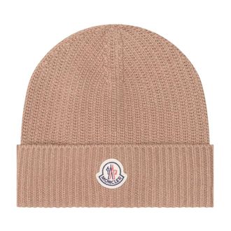 Moncler Gorro de punto acanalado - Accessories - Hombre - Beige - ONE SIZE