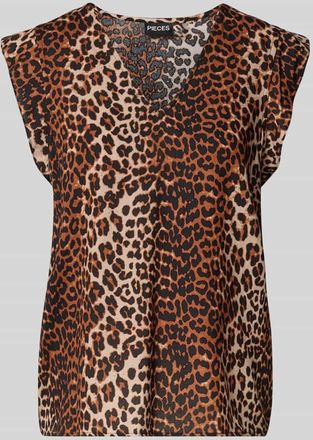 Pieces Regular Fit Blusentop mit Kapp&auml;rmeln Modell NYA in Mittelbraun, Gr&ouml;&szlig;e XL