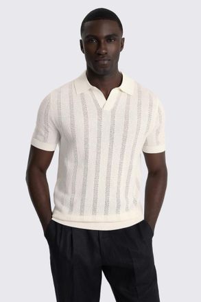 Moss Off-White Pointelle Linen-Blend Skipper Polo Shirt