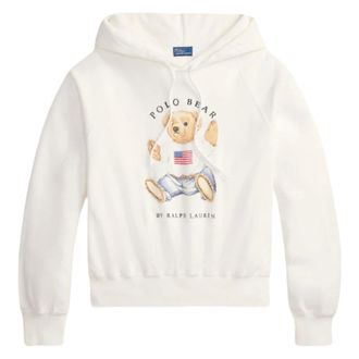 Polo Ralph Lauren Hoodies, female, White, Size: XS Shrunken Bear Fit Hoodie