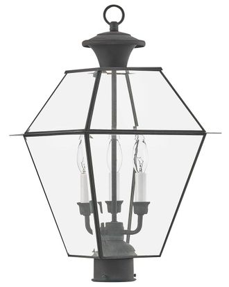 Livex Lighting 3-Light Charcoal Outdoor Post Top Lantern