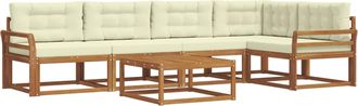 vidaXL Conjunto De Sof&aacute;s De Exterior 6 Uds. Natural Y Crema Vidaxl