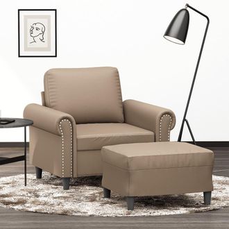 vidaXL Vidaxl - Sill&oacute;n Con Taburete Cuero Sint&eacute;tico Color Capuchino 60 Cm