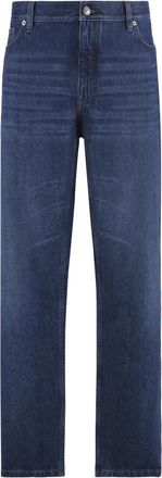 Ermenegildo Zegna Straight Leg Jeans met leren label - Heren - Slim Fit Jeans - Blauw - W40 - Katoen - Jeans