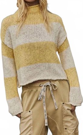 Free People Opal Rollneck Knit Stripe Sweater In Yellow