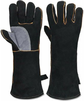 OEM Nazalus - Gran Oferta - Guantes Extremadamente Resistentes Al Fuego Y Al Calor, De Cuero Con Costuras De Kevlar, Perfectos Para Chimeneas, Estufas, Ho