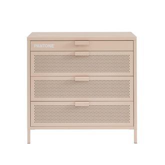 Pantone C&oacute;moda met&aacute;lica de 4 cajones rosa rubor