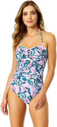 Anne Cole Womens Corallo Paisley Snap Front Bandeau One Piece Swimsuit at Nordstrom, Size 12