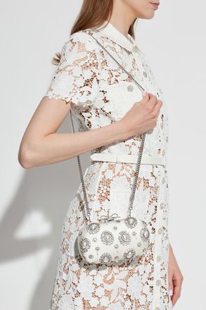 Self Portrait Clutch With Shimmering Crystals, Womens, Cream