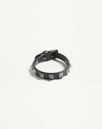 Valentino Garavani Bracciale Rockstud in Pelle Uomo NERO UNI
