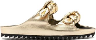 Officine Creative knotted double-strap sandals - women - Rubber/Leather/Leather - 36 - Gold