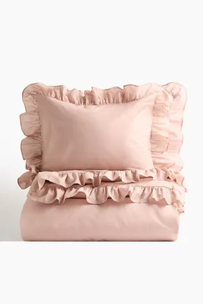 H&M Bettw&auml;sche mit Volants f&uuml;r Doppel-/Kingsize-Betten - Helles Mattrosa