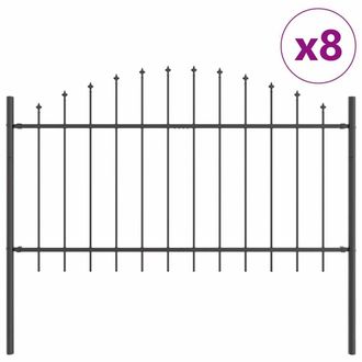 Berkfield Home Garden Fence with Hoop Top Grey 13.6x1 m Steel