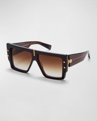 Balmain B-Grand Acetate & Titanium Square Sunglasses