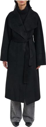 Soft Goat Belted Coat - Dames - Jas met riem - Zwart - S - Wol - Jassen