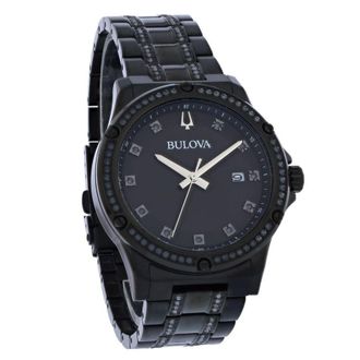 Bulova Crystal Quartz Black Dial Mens Watch 98K119