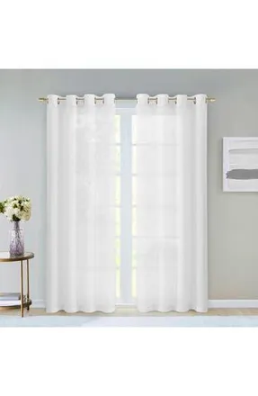 Dainty Home Sheer Set of 2 Panel Curtains in White at Nordstrom Rack, Size 108X84