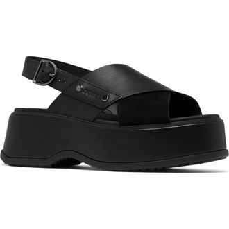 Sorel Dayspring Crisscross Sandal in Black/Black at Nordstrom Rack, Size 10.5