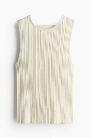 H&M Tanktop in Rippstrick mit Schn&uuml;rung - Hellbeige