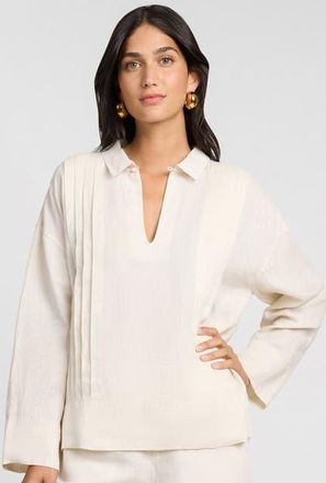 Onia Linen Pintuck Popover Shirt in Natural at Nordstrom, Size X-Small